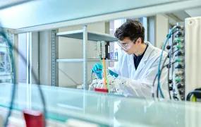 Picture of a UCB scientist working in a laboratory